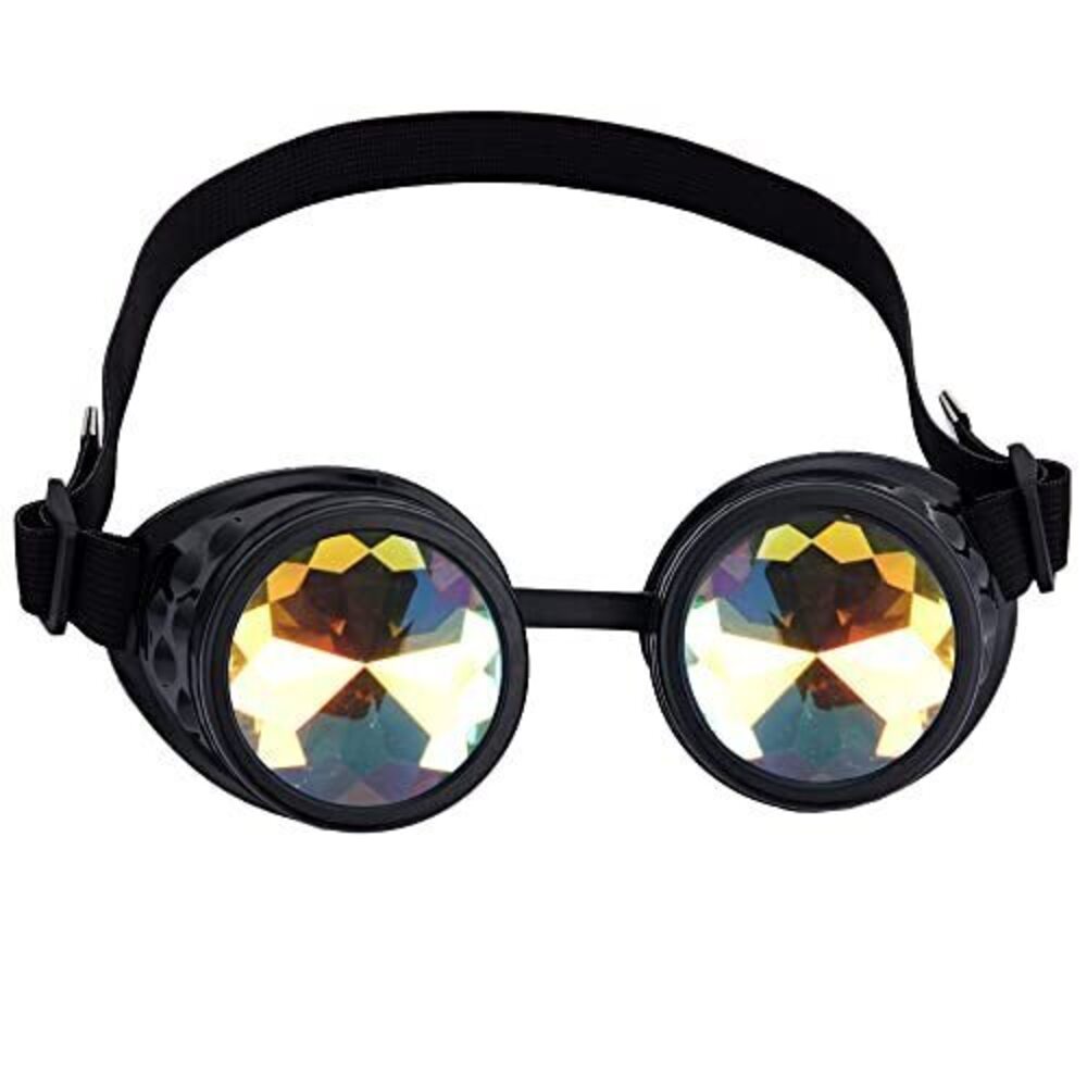 1229 Kaleidoscope Spiked Goggles with Adjustable StrapsCrystal Lenses